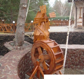 DECORATION FOR GARDEN OF WOOD WATER WHEEL (0126)