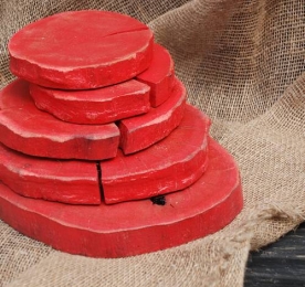 SET OF RED WOOD CUTS, 5 ITEMS