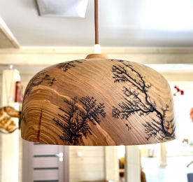 Chandelier of natural wood, decorated with a root (W 016)